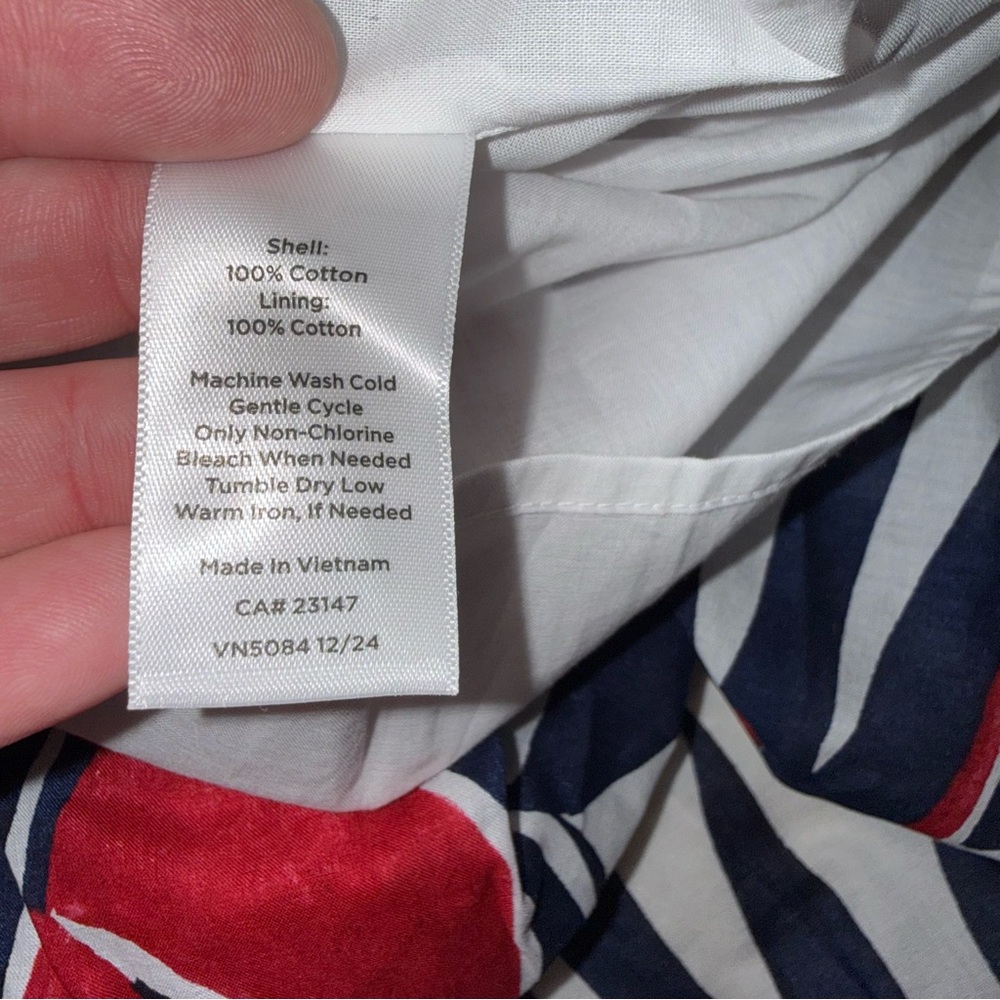 NWOT Talbots Red White Blue Floral Cotton Lined Sun Dress medium - Picture 8 of 9